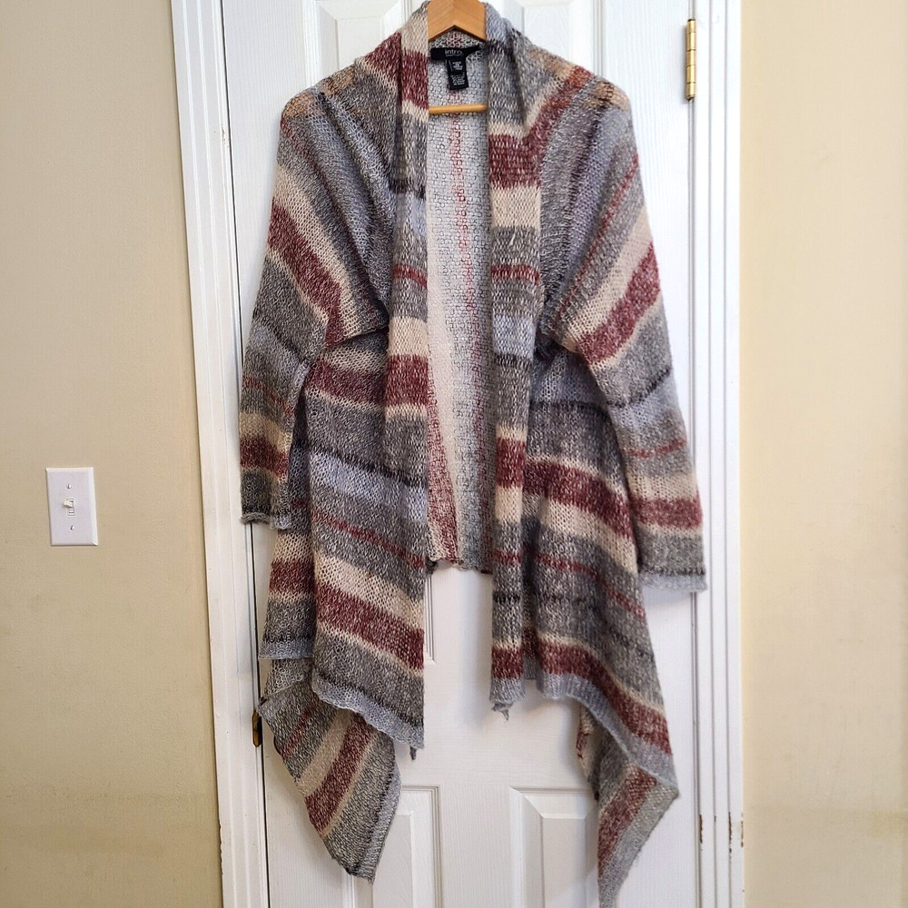 intro Casual Elegance Wool Mohair Open Front Loose Knit Cardigan Plus Size 1X